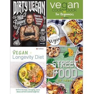 Dirty vegan [hardcover], vegan cookbook for beginners, longevity diet, fresh & easy indian street food 4 books collection set