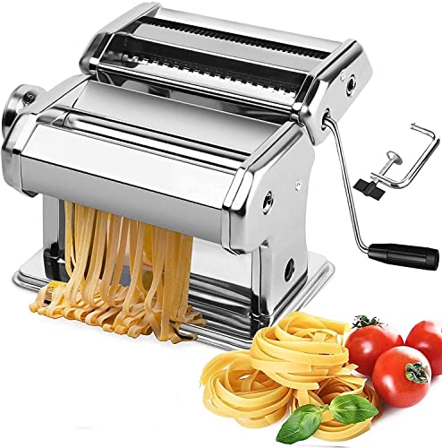 Produktfoto von Joejis Nudelmaschine manuell aus Edelstahl Manueller Pastamaker mit 9 Stärken Wunderbare Nudelpresse,&hellip;