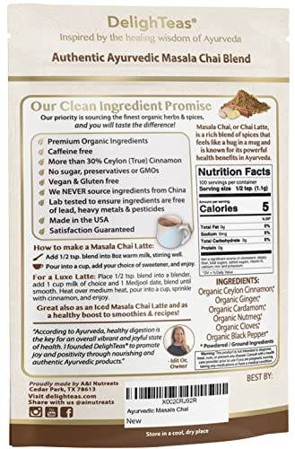 Delighteas Organic Golden Milk And Masala Chai Blends - Great For Hot & Iced Latte And As A Healthy Boost To Smoothies, Baking And Cooking #TOP6