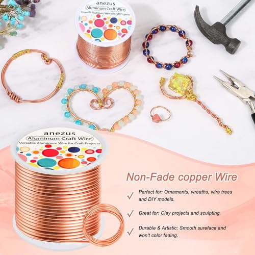 Image of Anezus 12 Gauge Craft Wire Bendable - 2mm Metal Armature Sculpting Wire for Crafting, Wreath Making, Jewelry Making, Beading, Floral (Copper, 100 Feet)