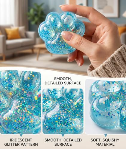 Image of 3PCS Taba Squishy Cat Paw, Taba Squishy for Relaxing Sensory Fidget Pinch Family for Kids Cat Paw Squeeze Cute Beautiful Cat Paw (blue2)