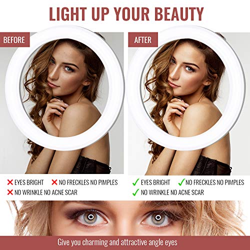 10" Ring Light with Stand and Phone Holder, HQOON Upgraded LED Selfie Ringlight with 52" Extendable Tripod Stand for Makeup/Photography/Live Stream/Video Recording, Compatible with Phones and Cameras - Thumbnail 2