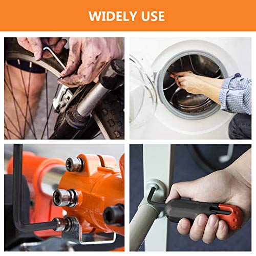 31 PCS Allen Hex Key Wrench Set Torque Rod with Helping T-handle Inch/Metric Long Arm 0.028”- 3/8” Short Arm 0.7-10mm with Portable Case URGENEX