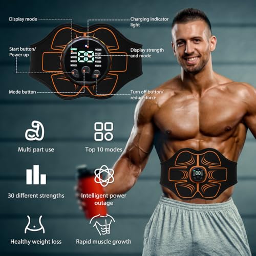 Appareil EMS pour abdominaux doté de 10 modes et 30 intensités pour sculpter le corps - 2