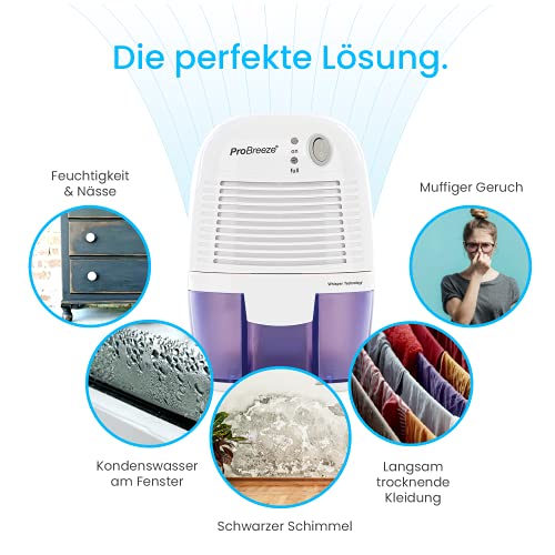 Pro Breeze™ Mini luchtbevochtiger, 500 ml, compact en draagbaar, tegen vochtigheid, vuil en schimmel in huis/keuken/slaapkamer/caravan/garage/kantoor - Image 5