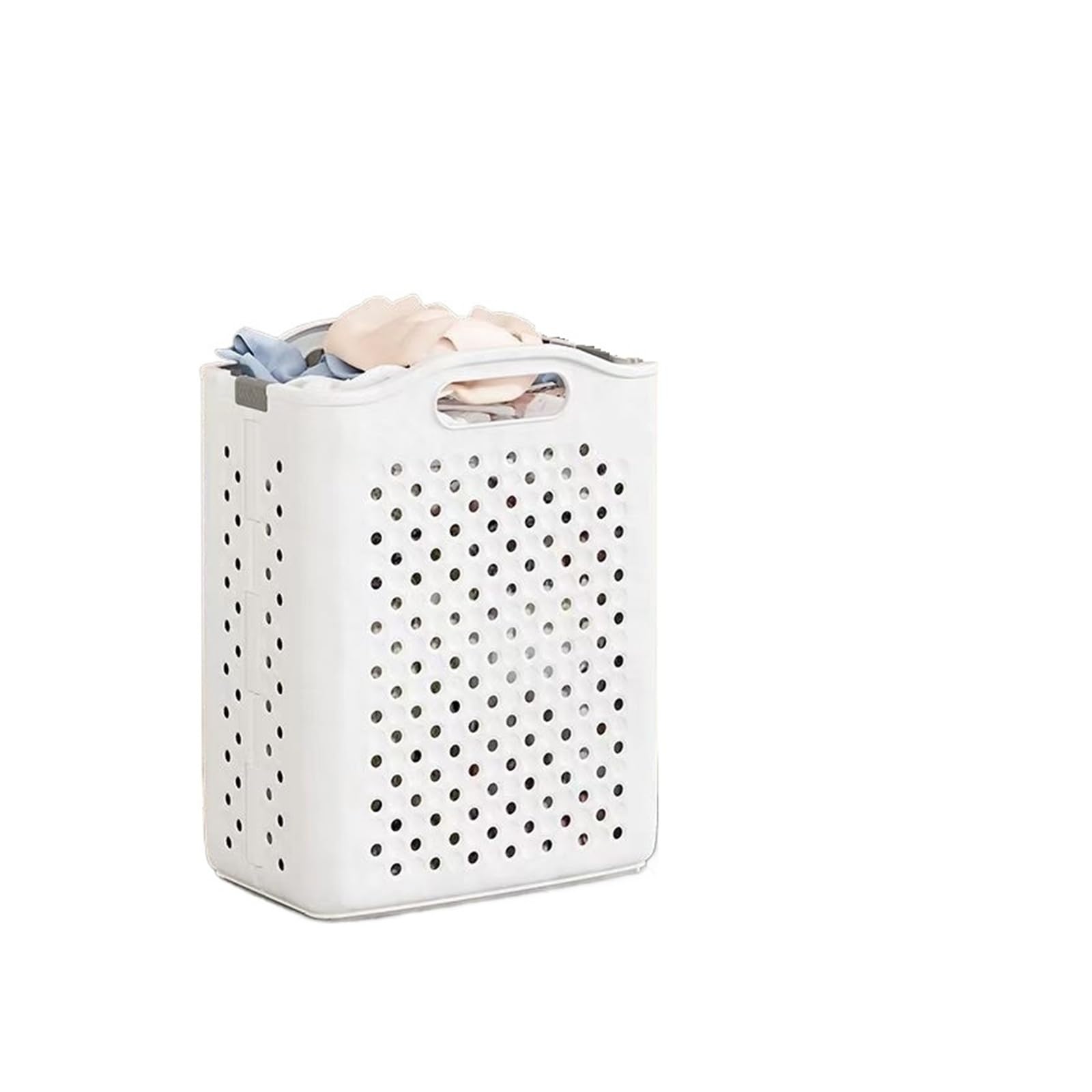 Roller laundry basket Large Capacity Foldable Laundry Basket with Wheels(Milky white without)