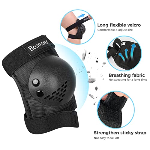 Image of BOSONER Kids /Youth Knee Pad Elbow Pads for Roller Skates Cycling BMX Bike Skateboard Inline Rollerblading, Skating Skatings Scooter Riding Sports