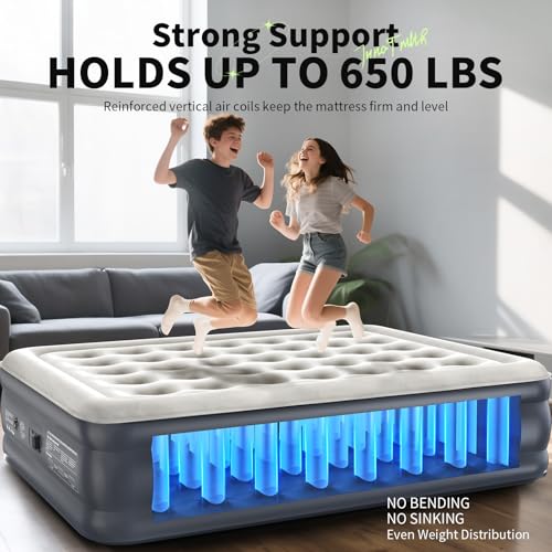 InnoTruth Air Mattress Queen with Built in Pump, Inflatable Mattress Blow up Mattress, 18" Self Inflating Colchones Inflables Foldable Air Bed for Guest & Home, Ideal for Camping, 650lbs Weight Max