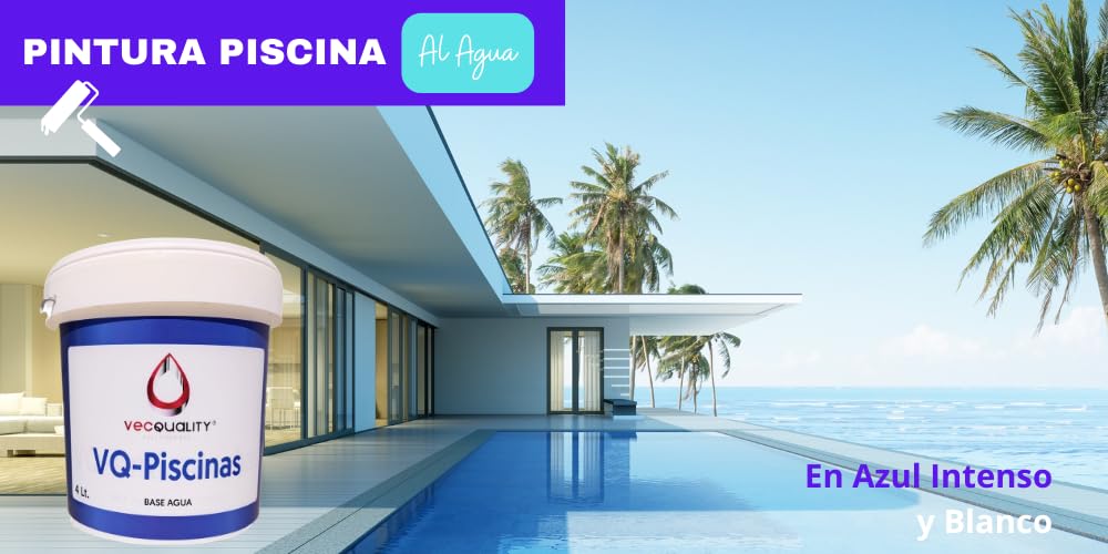 Pintura Piscina Al Agua 4 Litros RESISTENTE a Productos Químicos y Rayos UV (Azul Intenso)