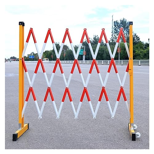 MSHGSKU Barricada metálica Extensible, Puerta de Entrada retráctil con Ruedas, para Trabajos de Mantenimiento, construcción y Control de tráfico (tamaño: 200 cm/6,5 pies)