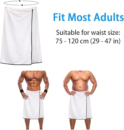 Miniatura 2 de kilofly 1 toalla de baño ajustable para hombre con cierre a presión, 27 x 55 pulgadas