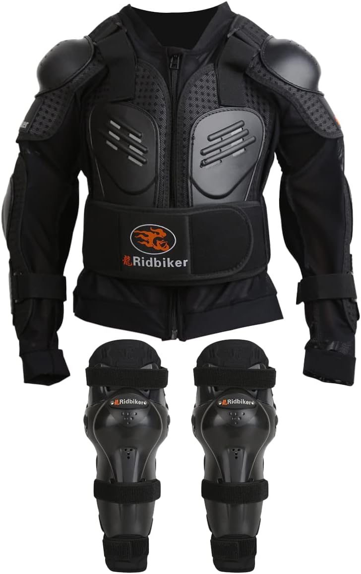 Youth Dirt Bike Gear Riding Chest Spine Protector Youth Motorcycle Jacket with Armor Guards Set for Motocross Teenager Full Body Protector with Elbow Knee Shin Guards