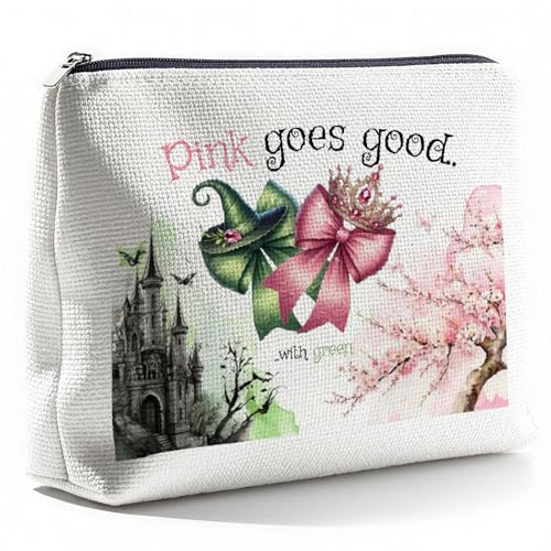CLHHM Witch Merchandise Makeup Bag Pink Goes Good with Green Movie Inspired Cosmetic Purse for Fans Witches Bag for Girls Women Birthday Gift Friendship
