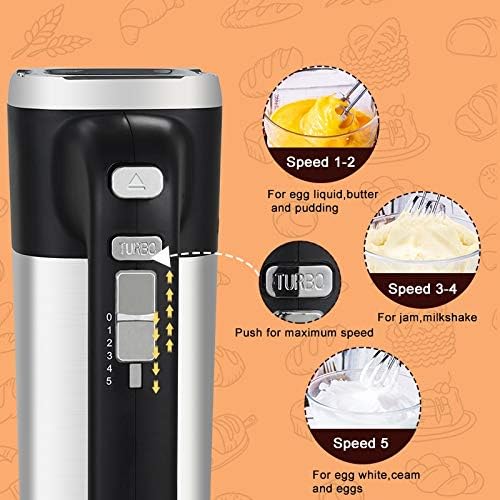 5-Speed 500W Electric Handheld Mixer Handheld Kitchen Dough Blender Double-Head Eggbeater
