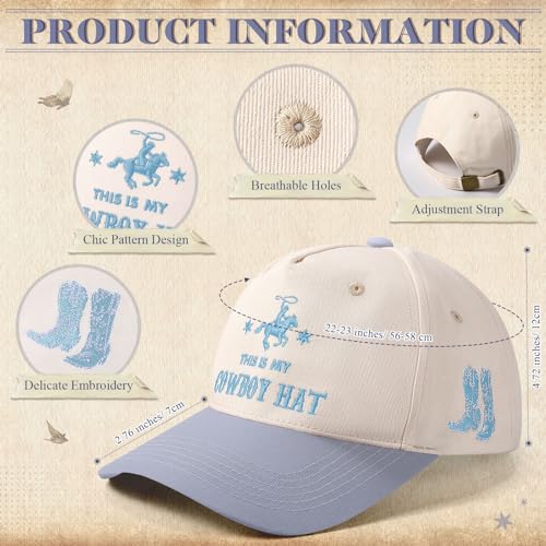 Image of JaGely Two Tone Western Cowboy /Cowgirl Trucker Hat for Women Men Gift Vintage Embroidered Country Baseball Cap
