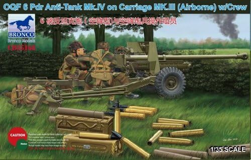 Bronco OQF 6 Pdr Anti-Tank Mk. IV on Carriage Mk. III (airborne) w/ Crew 1/35 scale