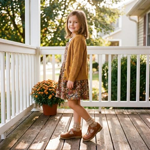 Image of Girls Mary Janes Shoes Toddler Dress Shoe School Uniform Oxford Flats | Elegance Comfort Cute Sweet Functional Sturdy Fit Widen Soft cushioned Non-slip Party Wedding Christmas Easter Gifts