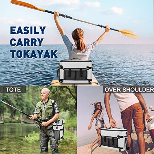 2 Pcs Kayak Cooler Behind Seat Waterproof Seat Back Kayaks Cooler Portable Ice Chest Cooler Kayak Accessories Cooler Bag For Lawn Chair Styles Kayaking Camping Travel Beaches (Gray) #TOP6