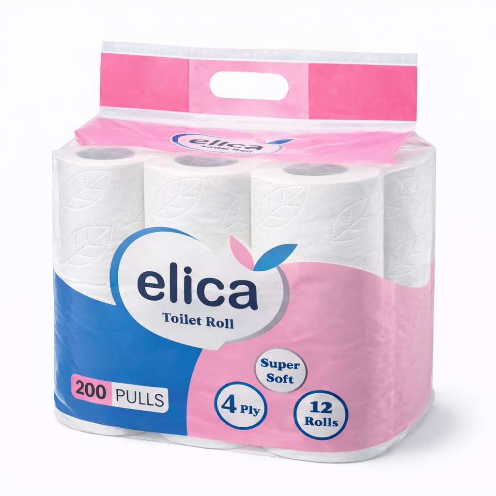 Elica 4 Ply Toilet Tissue Paper Roll - Set of 2 Pack of 12 (200 Pulls Per Roll, 2400 Sheets)| Soft, Strong, Absorbent Bathroom Tissue-image-25