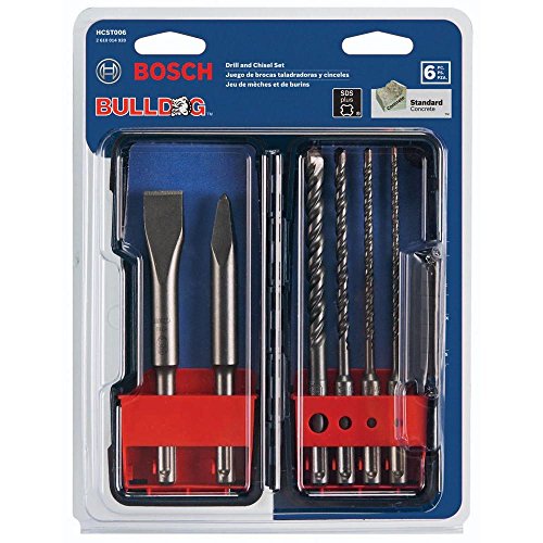 Image of BOSCH GBH2-28L 1-1 /8 inch SDS-plus Bulldog Xtreme Max Rotary Hammer and 6 Piece SDS-plus Masonry Trade Bit Set, Chisels and Carbide, HCST006