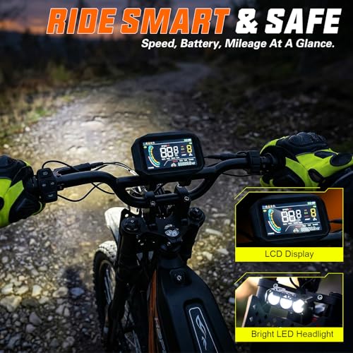 Image of HAPPYRUN G300 Pro Electric Dirt Bike for Adults, 72V 30Ah Battery, 6500W Motor, 50 MPH Speed, 70 Mile Range, 350 Lbs Load Capacity, Hydraulic Brakes
