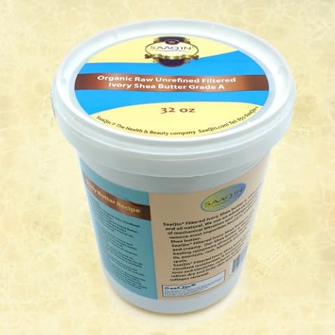 SaaQin Authentic Organic IVORY Shea Butter FILTERED & CREAMY 32 Oz Cover