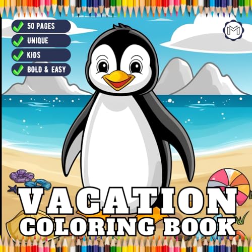 Bold and Easy Vacation Travel Coloring Book for Kids Young Girls Boys Teens Youth 50 Pages Travel Vacation Coloring Sheets for C