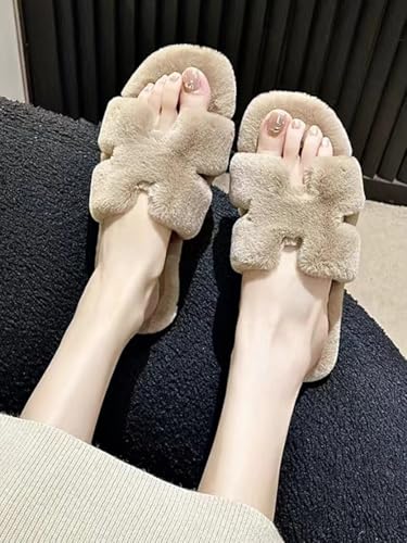 Women's Fuzzy Slippers Fluffy Cozy Comfy Memory Foam Open Toe House Slippers Faux Fur Soft Plush H-Band Slides Anti-Skid Indoor Outdoor Home Bedroom Shoes for Women2