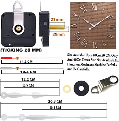 Image of Quartz Movement Clock Replacement Mechanism with 10.3 Inch Long Spade (Silver Red 28 mm Shaft Length)