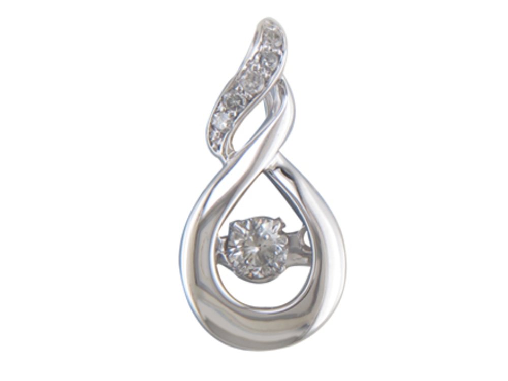 10K White Gold Dancing Diamond Infinity Pendant with 18" Chain