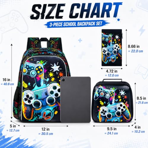 Image of UFNDC 3PCS Boys Backpack,16 inchKids Dinosaur Bookbag with Lunch Box, School Bag for Elementary Toddler