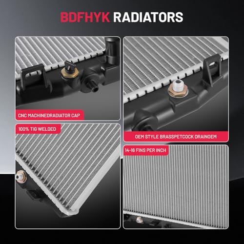 Image of BDFHYK CU2599 Aluminum Radiator for Honda Accord 2003-2007 2.4L, 16mm Core, Replaces 19010RAAA11 19010RAAA72 19010RJEA01
