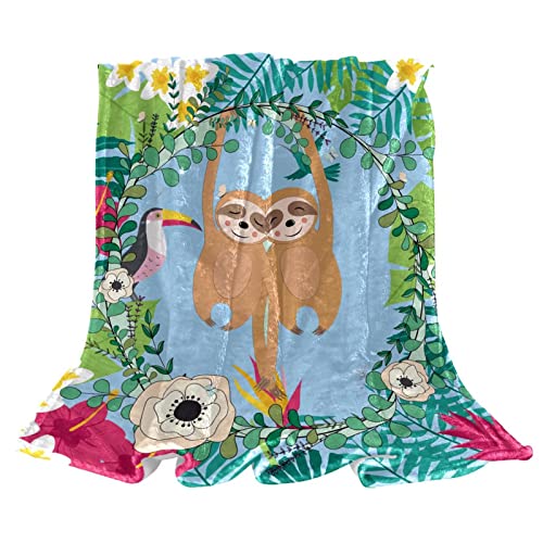 Couverture en peluche microfibre jungle tropicale paresseux - 2