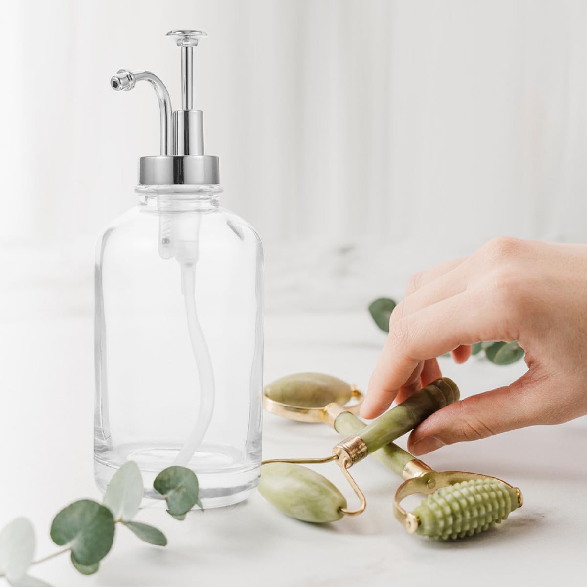 LALAFINA Distributeurs de Sirop pour Café en Verre 500ml Multi-usages Lot de 2 Pompe à Pression en Acier Inoxydable et Pp, Design Unique Cuisine Pratique et Élégant