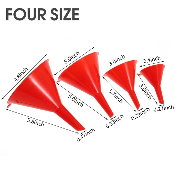 Miniatura 3 de Juego de embudos de plástico de 6 piezas para uso automotriz, embudo de aceite de boca ancha con manguera flexible, embudo de aceite para