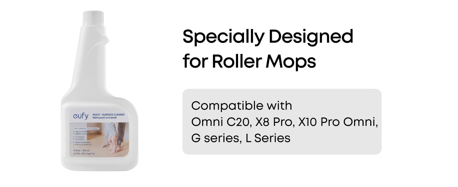 eufy RoboVac - Solución de limpieza de suelos duros (2 botellas), compatible con X10 Pro Omni, X9 Pro, X8 Hybrid, X8 Pro, X8 Pro SES, 473.2 ml, limpiador de suelos
