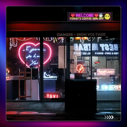 Image of Large Programmable LED Sign, P5 Resolution Indoor Store LED Sign, Bluetooth APP, for Business Retail Shop Window Display (49 inchx 8 inch)