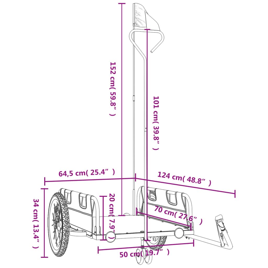 vidaXL Rimorchio da Bici Nero Oxford e Ferro