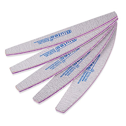 Biutee 5Pcs /Lot Grey ACR Nail File Buffer Double Sided Nail Files 100/180 Manicure Tools Pedicure Fingernail File (5Pcs)