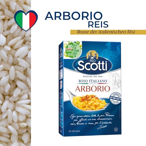 Riso Scotti Arborioreis, Superfeiner Risottoreis, Reis aus Italien, Kochzeit 15-18 Minuten, 1 kg