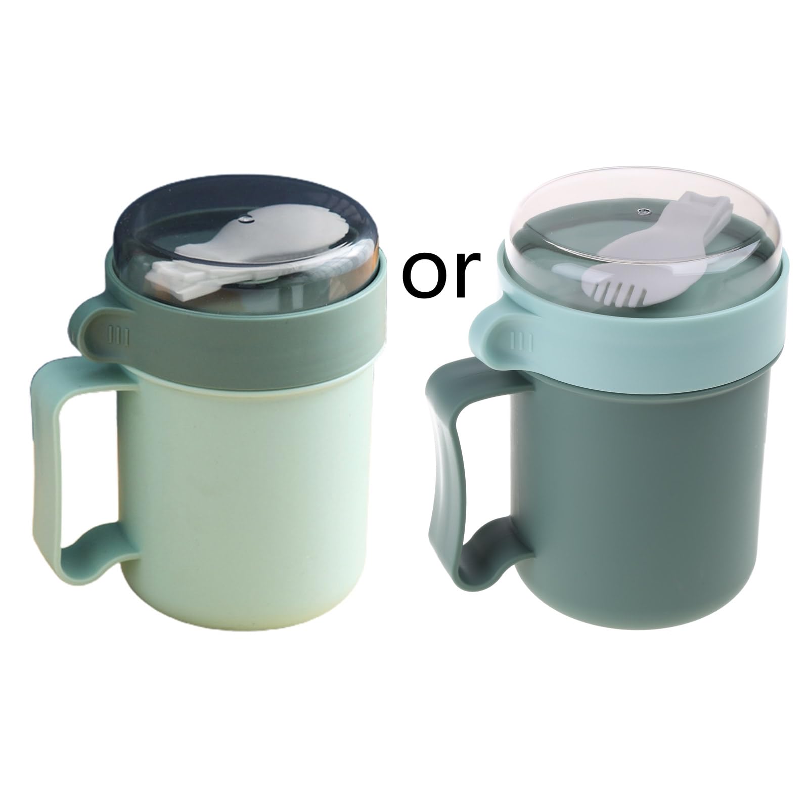 NEWFT 500ml Portable Microwaveable Breakfast Cup with Lid and Handle Spoon Sealed Leakproof Lunch Box Drinking Mug Container