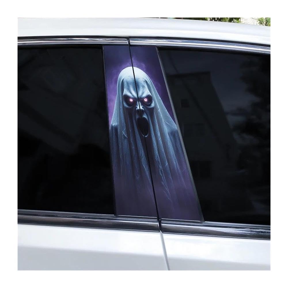 Body Parts 2pcs Car Center Pillar Sticker Ghost Crawling Soul Auto B-Pillar Waterproof Protective Film(L)