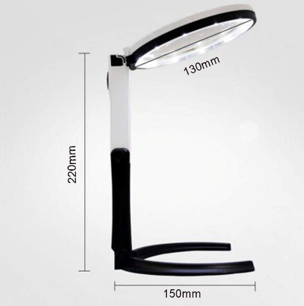 1,8X 5X Przenośna, podświetlana diodami LED, lupa bez użycia rąk, podświetlana lupa na biurko z 10 diodami LED, składana kieszonkowa konstrukcja do czytania, kontroli, naprawy, płyty grzejnej Chaser
