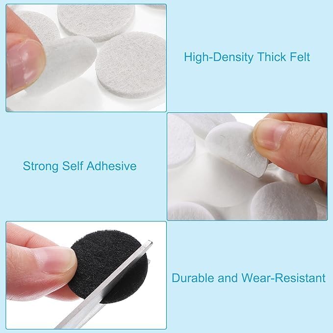 MR. DIY Crafts 16 Pcs, Silent Floor Protection Soft Felt EVA Foam Anti Slip Furniture Pads Single Sided Sticker Hot Melt Acrylic Die Cut Masking. (16, White, 4 x 4 cm)