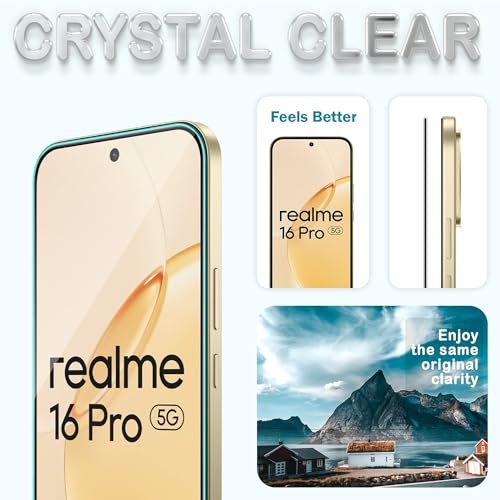 Image of FIRST MART Tempered Glass Screen Protector for Realme 16 Pro - Full-Glue Screen Guard, 3D Edge to Edge, HD Clear, Bubble-Free, Case-Friendly, Black, Pack of 2