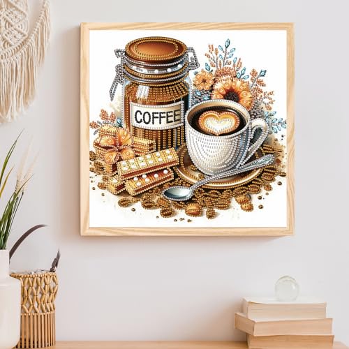 Image of AiYuanzsh 5D Special Shape Diamond Art Kits for Beginners, Diamond Art Painting Kits for Adults, Crystal Rhinestones Diamond Art Painting for Home Wall Decoration Gift 12x12 inch, Coffee