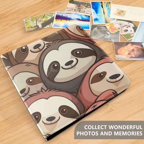 Álbum de fotos 4x6 pulgadas con diseño divertido de perezosos, de cuero sintético PU, gran capacidad, para álbum de recortes de familia, bodas, aniversarios y bebés miniatura 5