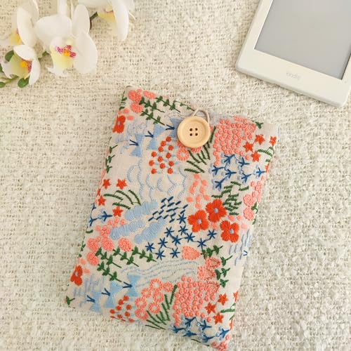 image for Zosiana Designs Embroidered Floral Kindle Sleeve - Compatible with Pap