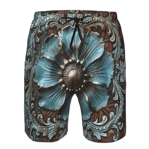 Men's Quick Dry Swim Shorts Metal Floral Rustic Western Ornate Vintage Beach Trunks with Pockets3