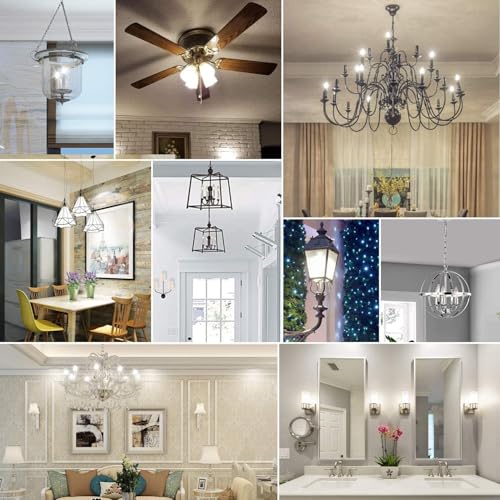 Image of 24-Pack Dimmable E12 LED Candelabra Bulbs 40Watt Equivalent, 5000K Daylight White, 450Lumens, 4W B11 Vintage Chandelier Light Bulbs, LED Filament Clear Glass Candle Lamp for Ceiling Fan Home Decor